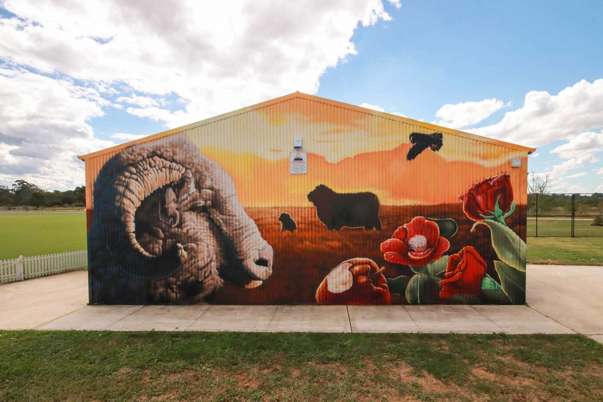 Public artwork at Ferguson Grounds honouring Camden's agriculture history