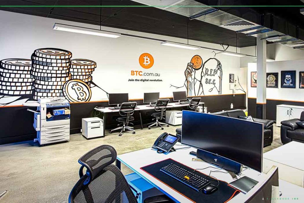 illustration office mural painted by book an artist Blackbook Ink Murals
