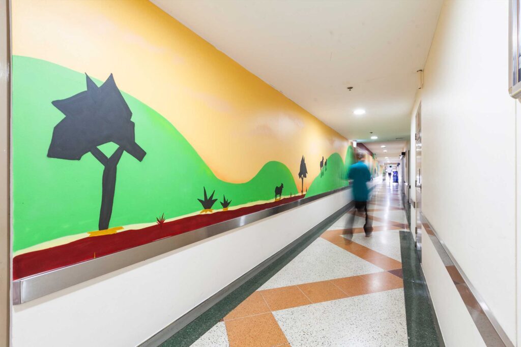 Carnes Hill Shopping Centre hallway public art painted for Charter Hall
