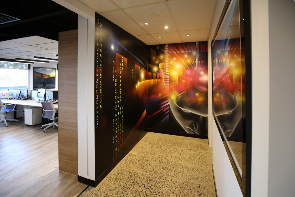 Graffiti artist Ling's office mural in Melbourne CBD Office