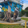 Camden pump station mural with local flora and fauna